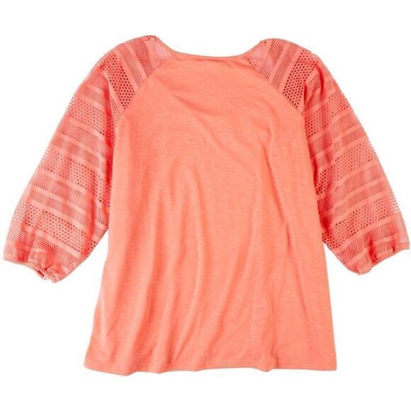 Kaktus Plus Solid 3/4 Sleeve With Mesh Sleeves Coral size L - Picture 2 of 10